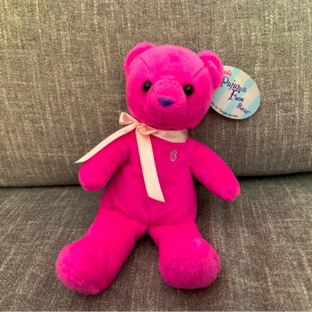 Bright Pink Barbie Beanie Teddy Bear